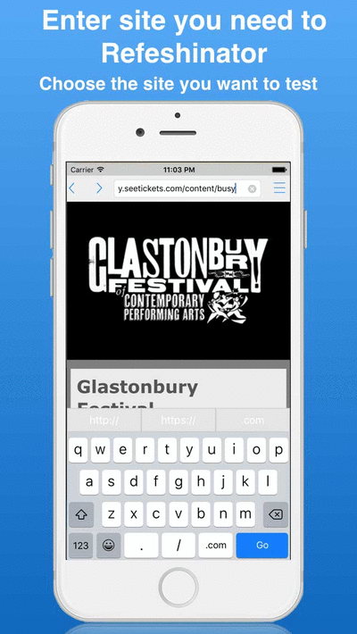 Refreshinator Gif showing how to get onto glastonbury ticket site